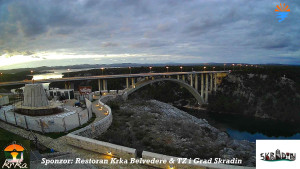 Městečko Skradin - Skradin, řeka Krka, most A1 - 1.1.2026 v 16:45 Městečko Skradin - Skradin, řeka Krka, most A1 - 1.1.2026 v 16:45