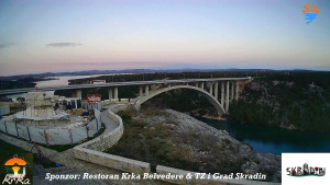Městečko Skradin - Skradin, řeka Krka, most A1 - 16.2.2026 v 07:00 Městečko Skradin - Skradin, řeka Krka, most A1 - 16.2.2026 v 07:00