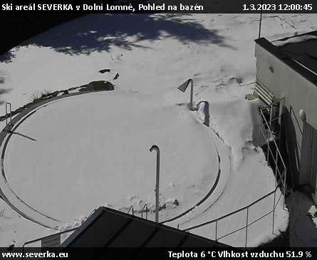 Ski areál SEVERKA v Dolní Lomné - Pohled na bazén - 1.3.2023 v 12:00