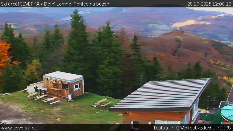 Ski areál SEVERKA v Dolní Lomné - Pohled na bazén - 28.10.2025 v 12:00 Ski areál SEVERKA v Dolní Lomné - Pohled na bazén - 28.10.2025 v 12:00