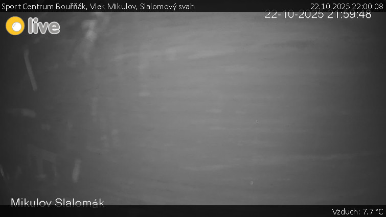 Sport Centrum Bouřňák - Vlek Mikulov, Slalomový svah - 22.10.2025 v 22:00 Sport Centrum Bouřňák - Vlek Mikulov, Slalomový svah - 22.10.2025 v 22:00