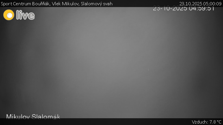 Sport Centrum Bouřňák - Vlek Mikulov, Slalomový svah - 23.10.2025 v 05:00 Sport Centrum Bouřňák - Vlek Mikulov, Slalomový svah - 23.10.2025 v 05:00