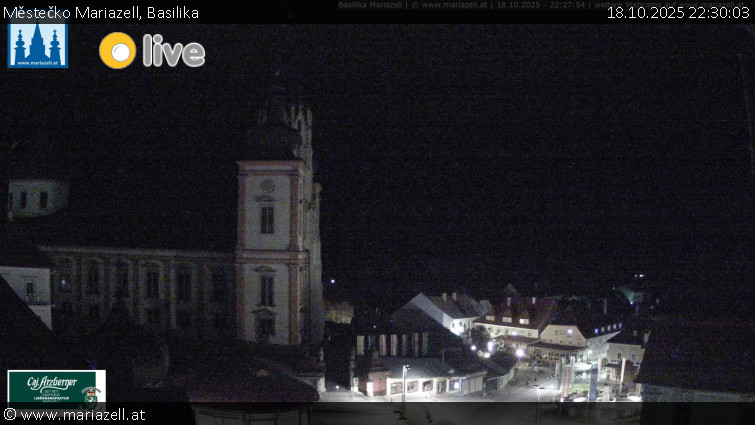 Městečko Mariazell - Basilika - 18.10.2025 v 22:30 Městečko Mariazell - Basilika - 18.10.2025 v 22:30