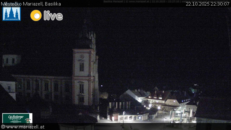Městečko Mariazell - Basilika - 22.10.2025 v 22:30 Městečko Mariazell - Basilika - 22.10.2025 v 22:30