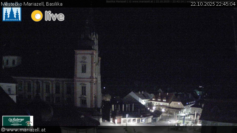 Městečko Mariazell - Basilika - 22.10.2025 v 22:45 Městečko Mariazell - Basilika - 22.10.2025 v 22:45