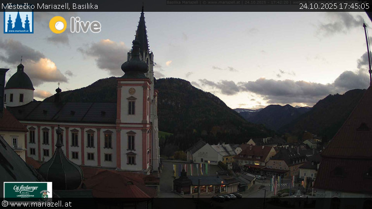 Městečko Mariazell - Basilika - 24.10.2025 v 17:45 Městečko Mariazell - Basilika - 24.10.2025 v 17:45