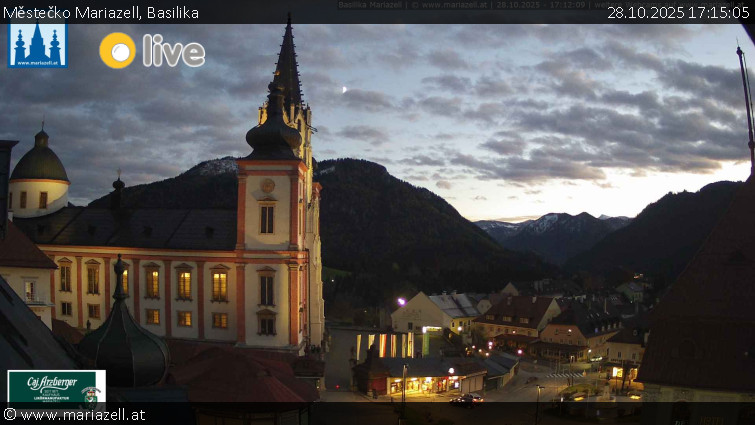 Městečko Mariazell - Basilika - 28.10.2025 v 17:15 Městečko Mariazell - Basilika - 28.10.2025 v 17:15
