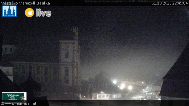 Městečko Mariazell - Basilika - 31.10.2025 v 22:45 Městečko Mariazell - Basilika - 31.10.2025 v 22:45