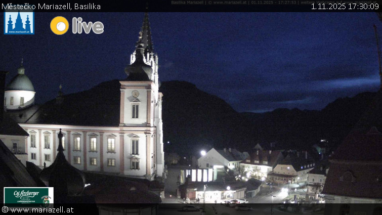 Městečko Mariazell - Basilika - 1.11.2025 v 17:30 Městečko Mariazell - Basilika - 1.11.2025 v 17:30