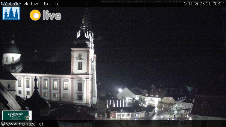 Městečko Mariazell - Basilika - 2.11.2025 v 21:00 Městečko Mariazell - Basilika - 2.11.2025 v 21:00