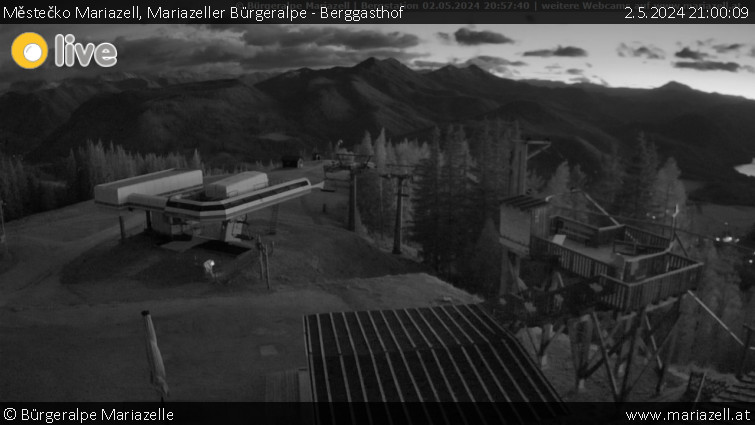 Městečko Mariazell - Mariazeller Bürgeralpe - Berggasthof - 2.5.2024 v 21:00