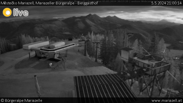 Městečko Mariazell - Mariazeller Bürgeralpe - Berggasthof - 5.5.2024 v 21:00