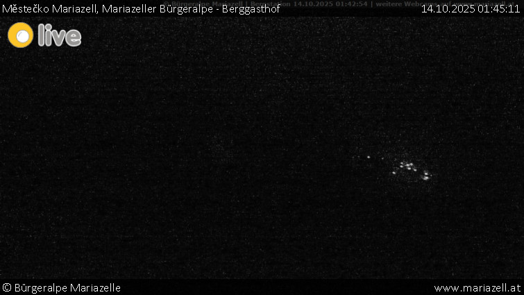 Městečko Mariazell - Mariazeller Bürgeralpe - Berggasthof - 14.10.2025 v 01:45 Městečko Mariazell - Mariazeller Bürgeralpe - Berggasthof - 14.10.2025 v 01:45