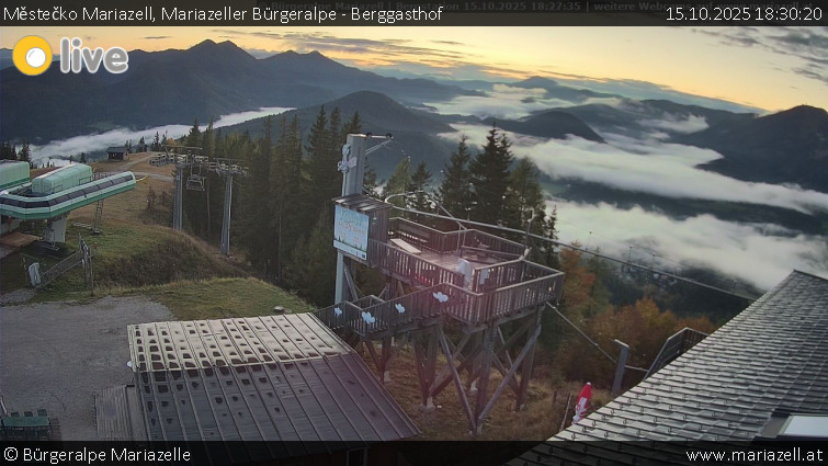 Městečko Mariazell - Mariazeller Bürgeralpe - Berggasthof - 15.10.2025 v 18:30 Městečko Mariazell - Mariazeller Bürgeralpe - Berggasthof - 15.10.2025 v 18:30