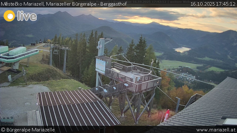 Městečko Mariazell - Mariazeller Bürgeralpe - Berggasthof - 16.10.2025 v 17:45 Městečko Mariazell - Mariazeller Bürgeralpe - Berggasthof - 16.10.2025 v 17:45
