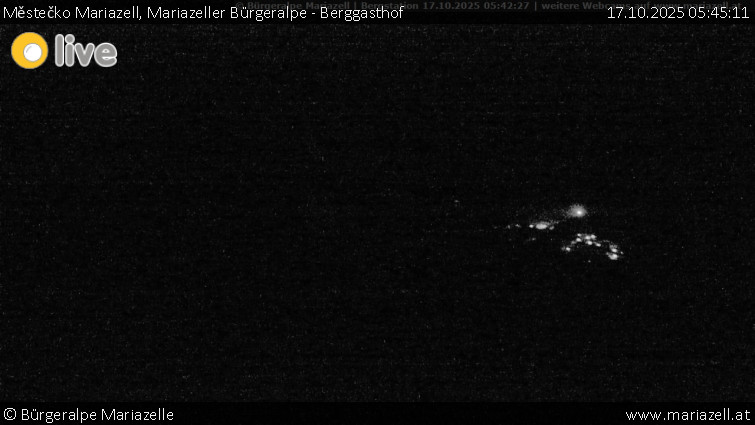 Městečko Mariazell - Mariazeller Bürgeralpe - Berggasthof - 17.10.2025 v 05:45 Městečko Mariazell - Mariazeller Bürgeralpe - Berggasthof - 17.10.2025 v 05:45