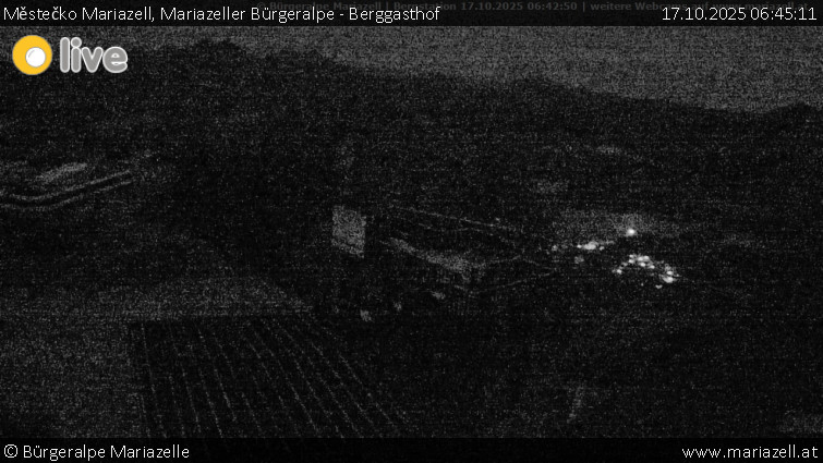 Městečko Mariazell - Mariazeller Bürgeralpe - Berggasthof - 17.10.2025 v 06:45 Městečko Mariazell - Mariazeller Bürgeralpe - Berggasthof - 17.10.2025 v 06:45