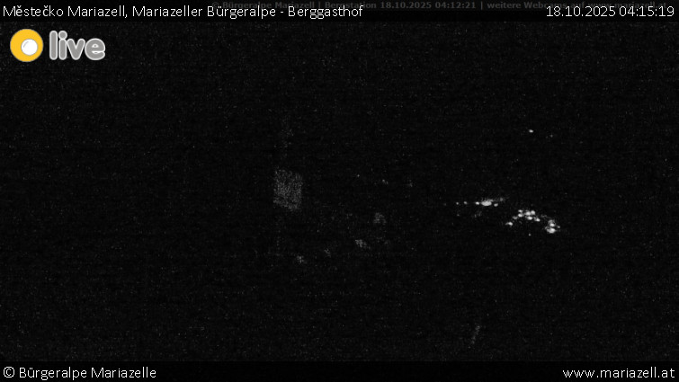 Městečko Mariazell - Mariazeller Bürgeralpe - Berggasthof - 18.10.2025 v 04:15 Městečko Mariazell - Mariazeller Bürgeralpe - Berggasthof - 18.10.2025 v 04:15