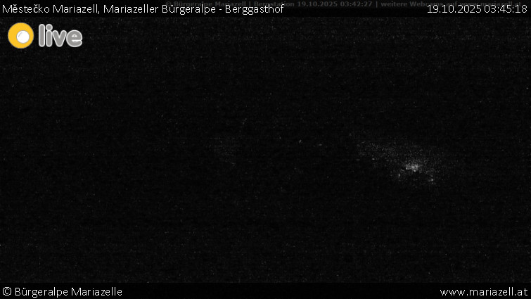 Městečko Mariazell - Mariazeller Bürgeralpe - Berggasthof - 19.10.2025 v 03:45 Městečko Mariazell - Mariazeller Bürgeralpe - Berggasthof - 19.10.2025 v 03:45