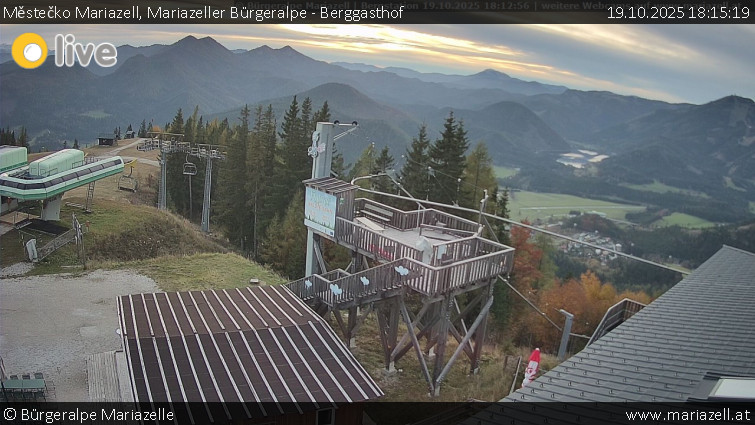 Městečko Mariazell - Mariazeller Bürgeralpe - Berggasthof - 19.10.2025 v 18:15 Městečko Mariazell - Mariazeller Bürgeralpe - Berggasthof - 19.10.2025 v 18:15