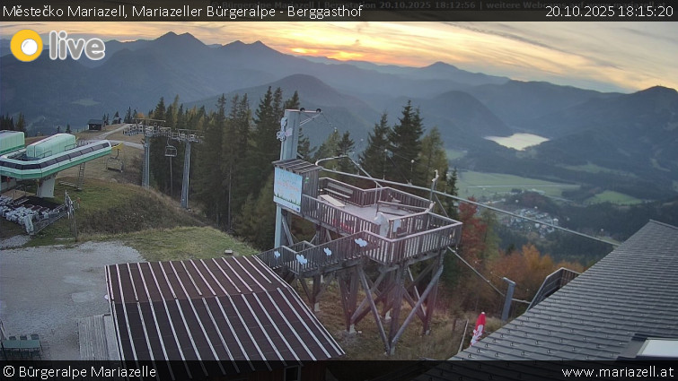 Městečko Mariazell - Mariazeller Bürgeralpe - Berggasthof - 20.10.2025 v 18:15 Městečko Mariazell - Mariazeller Bürgeralpe - Berggasthof - 20.10.2025 v 18:15