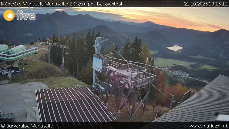 Městečko Mariazell - Mariazeller Bürgeralpe - Berggasthof - 21.10.2025 v 18:15 Městečko Mariazell - Mariazeller Bürgeralpe - Berggasthof - 21.10.2025 v 18:15