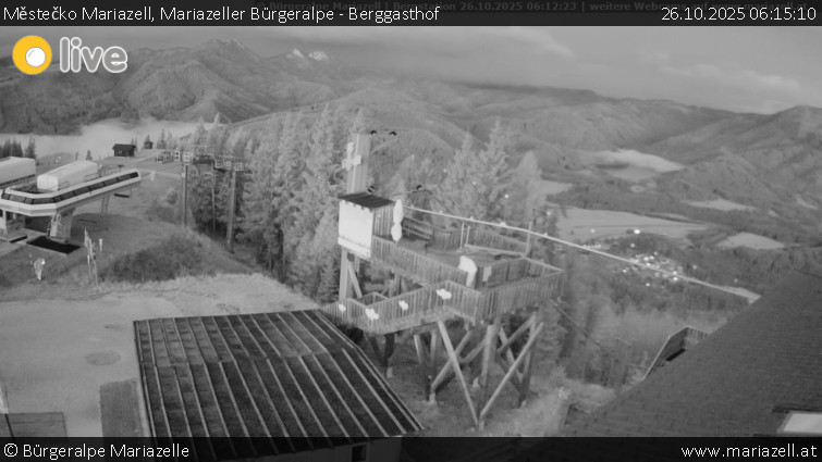 Městečko Mariazell - Mariazeller Bürgeralpe - Berggasthof - 26.10.2025 v 06:15 Městečko Mariazell - Mariazeller Bürgeralpe - Berggasthof - 26.10.2025 v 06:15