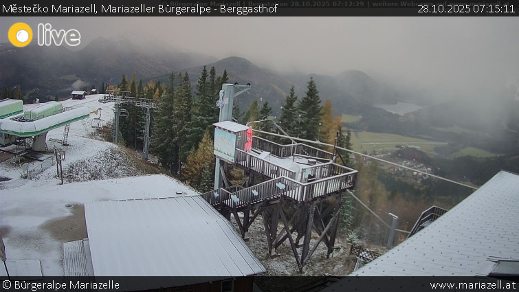 Městečko Mariazell - Mariazeller Bürgeralpe - Berggasthof - 28.10.2025 v 07:15 Městečko Mariazell - Mariazeller Bürgeralpe - Berggasthof - 28.10.2025 v 07:15