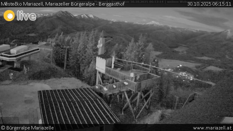 Městečko Mariazell - Mariazeller Bürgeralpe - Berggasthof - 30.10.2025 v 06:15 Městečko Mariazell - Mariazeller Bürgeralpe - Berggasthof - 30.10.2025 v 06:15