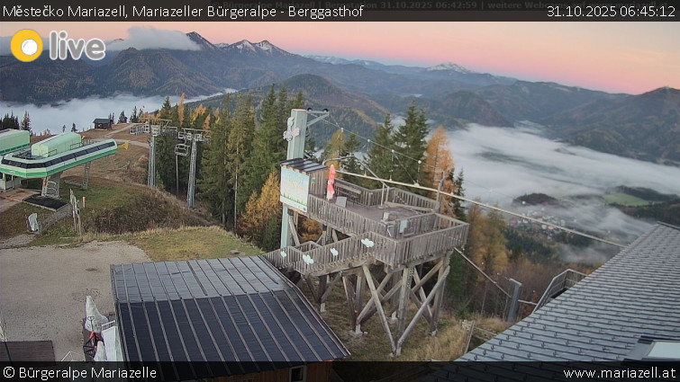 Městečko Mariazell - Mariazeller Bürgeralpe - Berggasthof - 31.10.2025 v 06:45 Městečko Mariazell - Mariazeller Bürgeralpe - Berggasthof - 31.10.2025 v 06:45