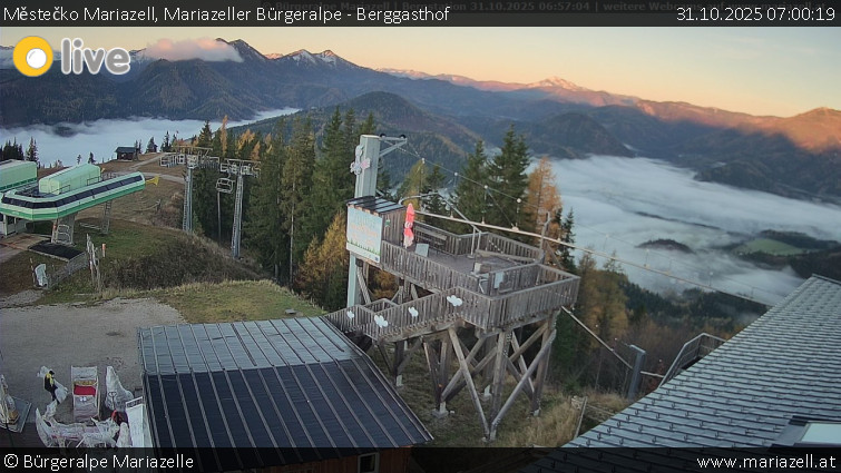 Městečko Mariazell - Mariazeller Bürgeralpe - Berggasthof - 31.10.2025 v 07:00 Městečko Mariazell - Mariazeller Bürgeralpe - Berggasthof - 31.10.2025 v 07:00