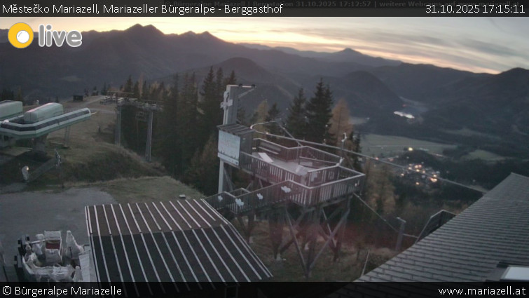 Městečko Mariazell - Mariazeller Bürgeralpe - Berggasthof - 31.10.2025 v 17:15 Městečko Mariazell - Mariazeller Bürgeralpe - Berggasthof - 31.10.2025 v 17:15