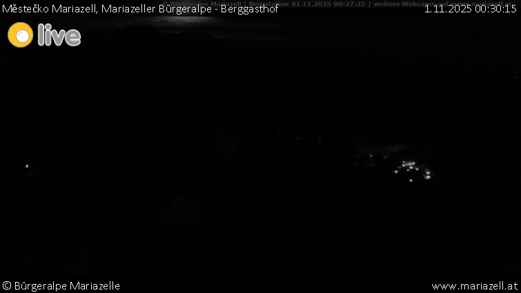 Městečko Mariazell - Mariazeller Bürgeralpe - Berggasthof - 1.11.2025 v 00:30 Městečko Mariazell - Mariazeller Bürgeralpe - Berggasthof - 1.11.2025 v 00:30