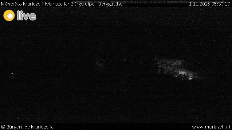 Městečko Mariazell - Mariazeller Bürgeralpe - Berggasthof - 1.11.2025 v 05:30 Městečko Mariazell - Mariazeller Bürgeralpe - Berggasthof - 1.11.2025 v 05:30