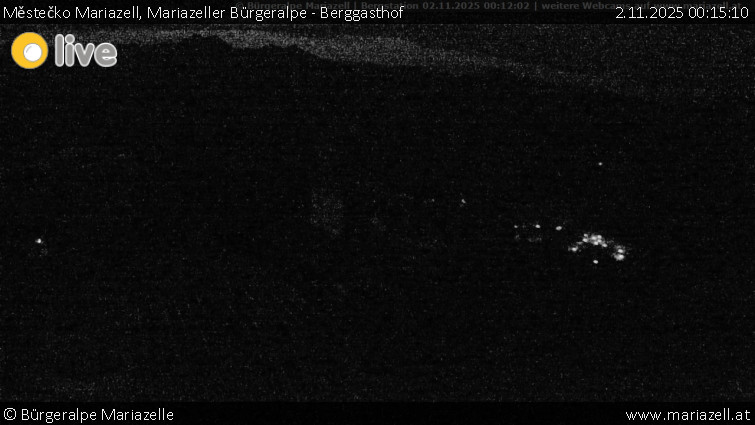 Městečko Mariazell - Mariazeller Bürgeralpe - Berggasthof - 2.11.2025 v 00:15 Městečko Mariazell - Mariazeller Bürgeralpe - Berggasthof - 2.11.2025 v 00:15