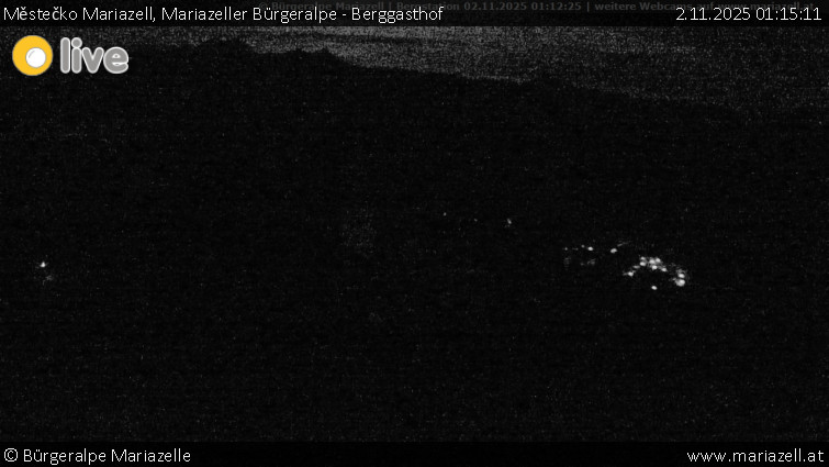 Městečko Mariazell - Mariazeller Bürgeralpe - Berggasthof - 2.11.2025 v 01:15 Městečko Mariazell - Mariazeller Bürgeralpe - Berggasthof - 2.11.2025 v 01:15