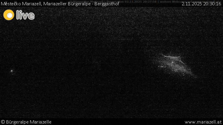 Městečko Mariazell - Mariazeller Bürgeralpe - Berggasthof - 2.11.2025 v 20:30 Městečko Mariazell - Mariazeller Bürgeralpe - Berggasthof - 2.11.2025 v 20:30