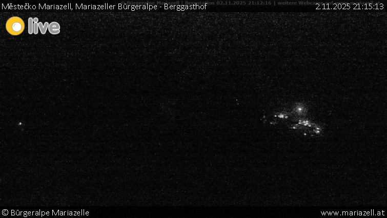 Městečko Mariazell - Mariazeller Bürgeralpe - Berggasthof - 2.11.2025 v 21:15 Městečko Mariazell - Mariazeller Bürgeralpe - Berggasthof - 2.11.2025 v 21:15