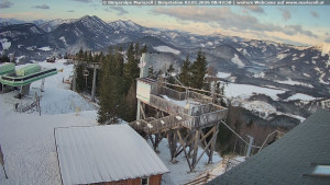 Městečko Mariazell - Mariazeller Bürgeralpe - Berggasthof - 2.1.2026 v 08:45 Městečko Mariazell - Mariazeller Bürgeralpe - Berggasthof - 2.1.2026 v 08:45