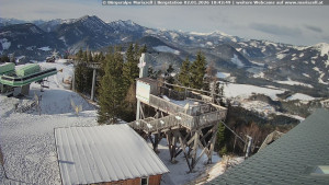 Městečko Mariazell - Mariazeller Bürgeralpe - Berggasthof - 2.1.2026 v 10:45 Městečko Mariazell - Mariazeller Bürgeralpe - Berggasthof - 2.1.2026 v 10:45