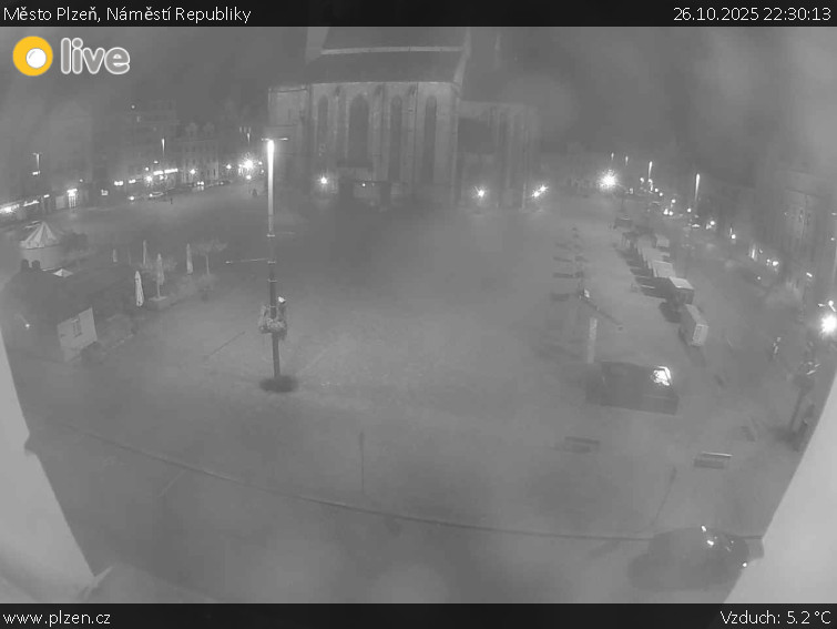 Město Plzeň - Náměstí Republiky - 26.10.2025 v 22:30 Město Plzeň - Náměstí Republiky - 26.10.2025 v 22:30