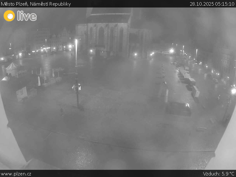 Město Plzeň - Náměstí Republiky - 28.10.2025 v 05:15 Město Plzeň - Náměstí Republiky - 28.10.2025 v 05:15