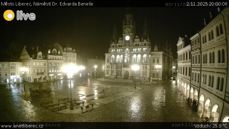 Město Liberec - Náměstí Dr. Edvarda Beneše - 2.11.2025 v 20:00 Město Liberec - Náměstí Dr. Edvarda Beneše - 2.11.2025 v 20:00