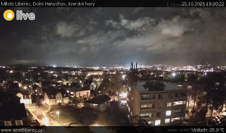 Město Liberec - Dolní Hanychov, Jizerské hory - 25.10.2025 v 19:30 Město Liberec - Dolní Hanychov, Jizerské hory - 25.10.2025 v 19:30