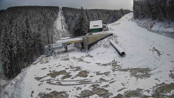 Modrá sjezdovka - dojezd k lanové dráze