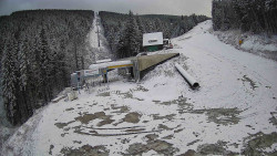 Modrá sjezdovka - dojezd k lanové dráze