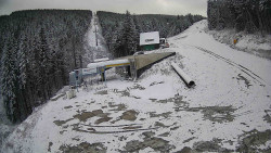 Modrá sjezdovka - dojezd k lanové dráze