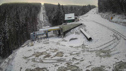 Modrá sjezdovka - dojezd k lanové dráze