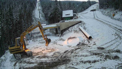 Modrá sjezdovka - dojezd k lanové dráze