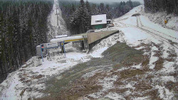 Modrá sjezdovka - dojezd k lanové dráze